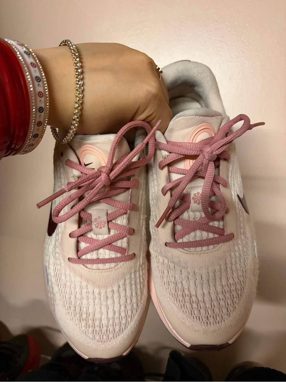 Nike Journey Run Light Pink and Burgundy Running Shoes - Picture 2 of 4